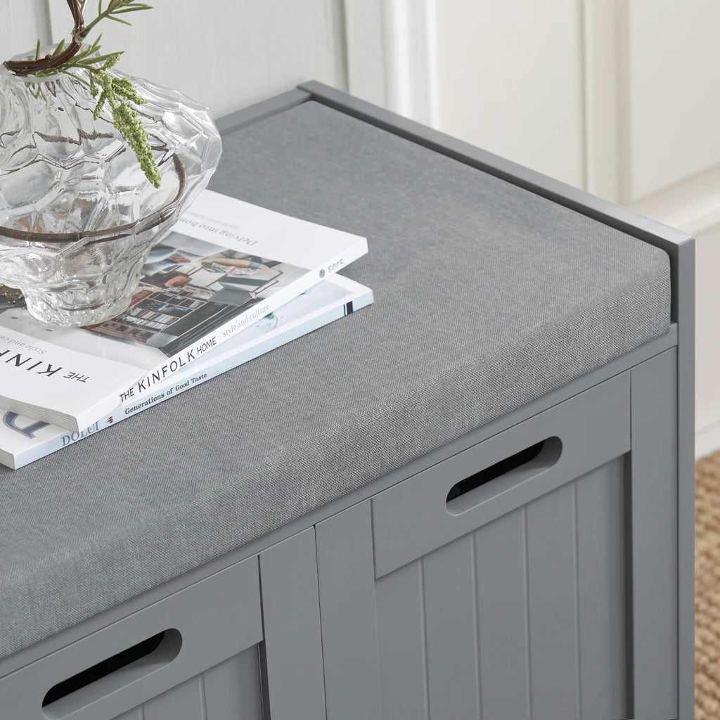 Scarpiera da Ingresso con cassetto e 2 armadietti cassapanca Camera da Letto Carico Massimo120 kg 90x45x35cm Grigio FSR80-SG