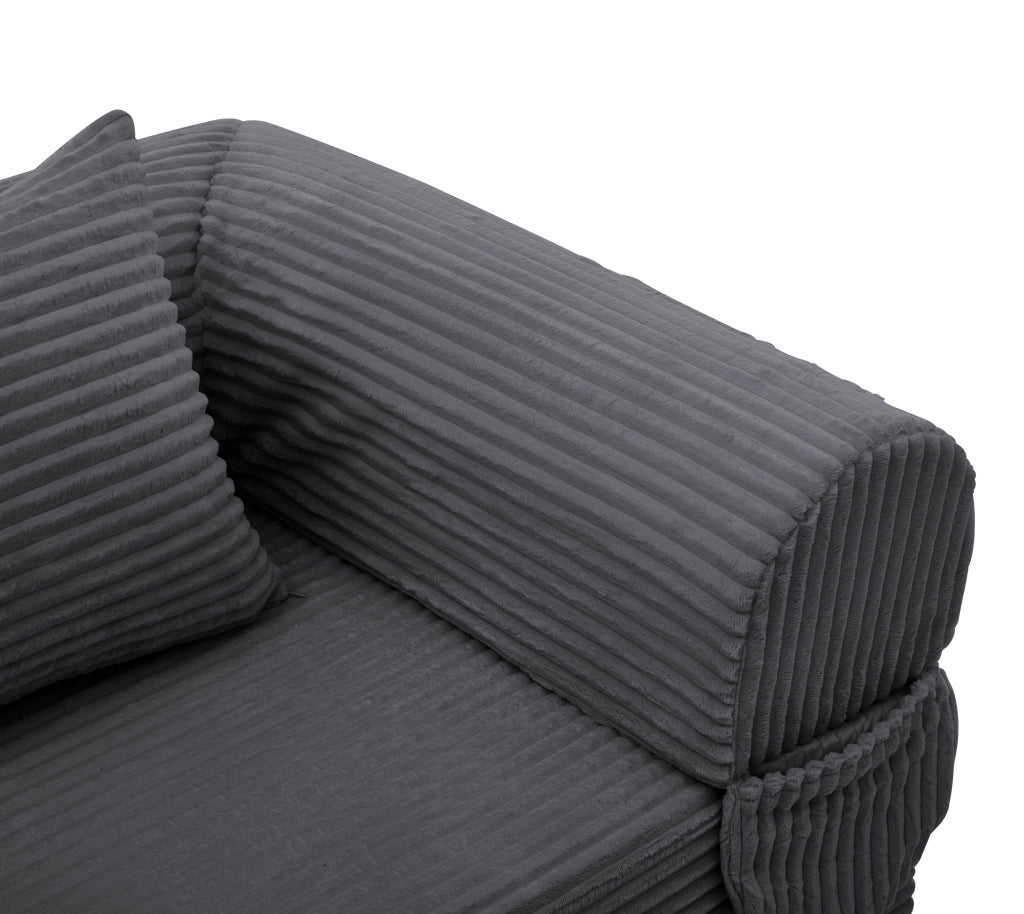 POLTRONA LETTO 33x33x95 cm Tessuto Corda Grigio con cuscino