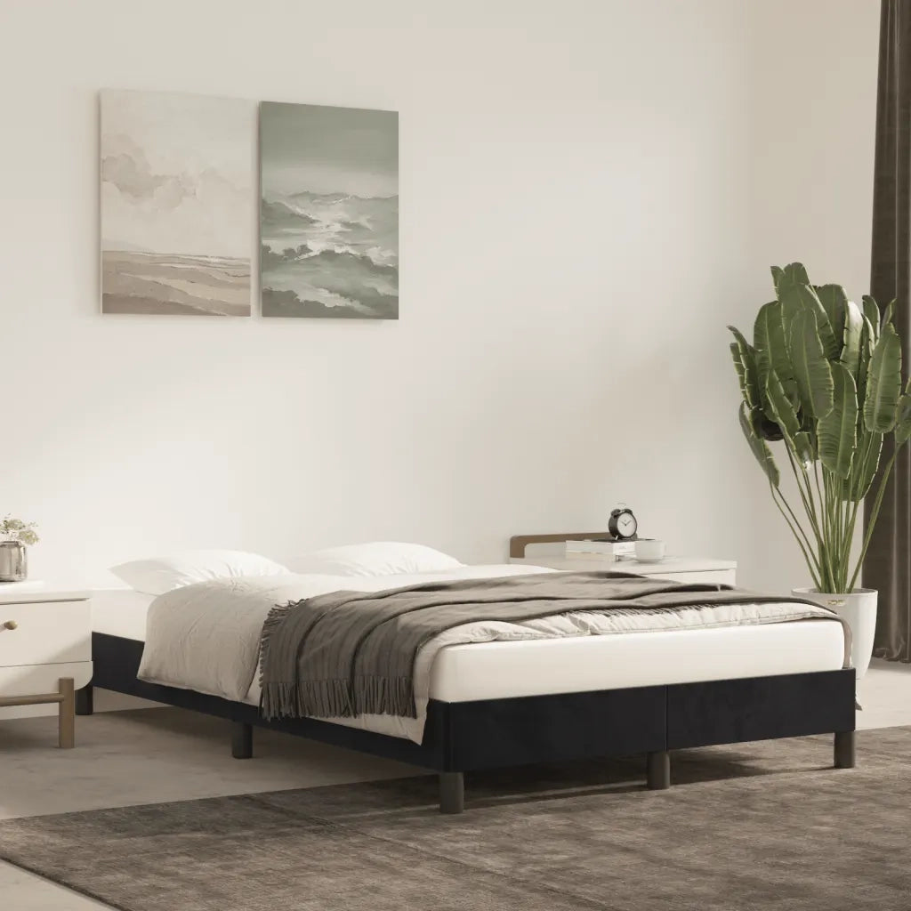 Letto matrimoniale | Letto per adulti | Giroletto senza Materasso Nero 120x200 cm Velluto