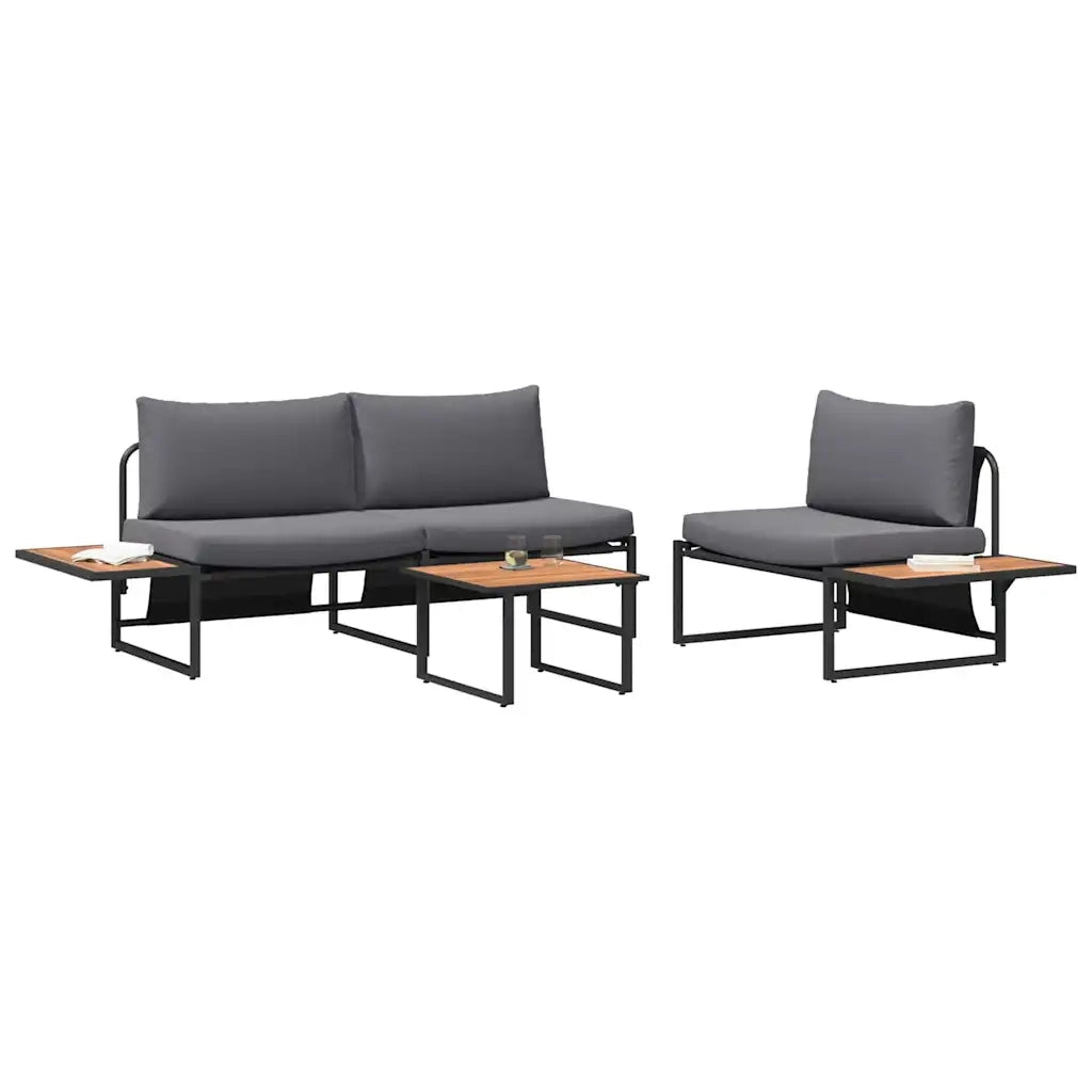 Set da Pranzo per Giardino 3 pcs Antracite Acciaio 3335891