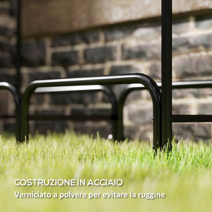 Portalegna per Camino da Interno ed Esterno con Telo Porta Legna e Copertura 120x36x99 cm in Metallo Nero