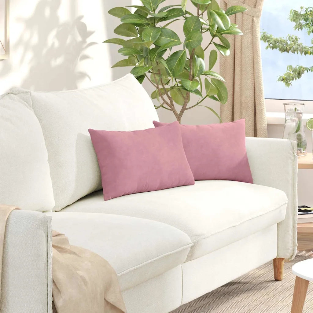 Cuscini da Divano 2 pz | Cuscini per sedie Rosa 50 x 30 cm Tessuto in Cords