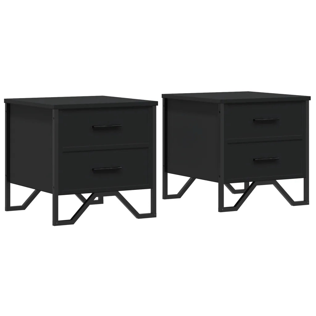 Set di 2 Comodini | Armadio da Notte | Mobiletto da notte Neri 40x41x40 cm in Truciolato