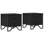 Set di 2 Comodini | Armadio da Notte | Mobiletto da notte Neri 40x41x40 cm in Truciolato