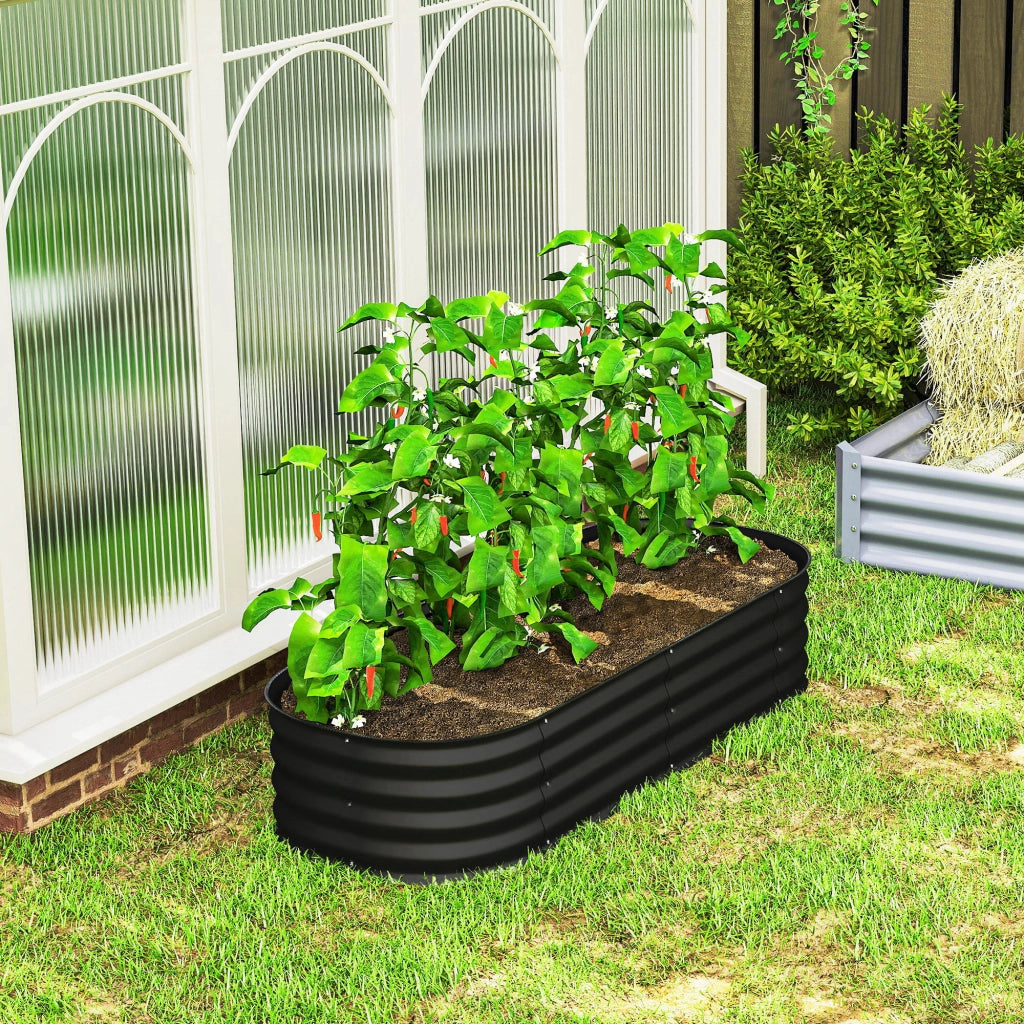 Fioriera Rialzata da Giardino in Acciaio ¨C zephmum ¨C 150x62x30 cm Nero