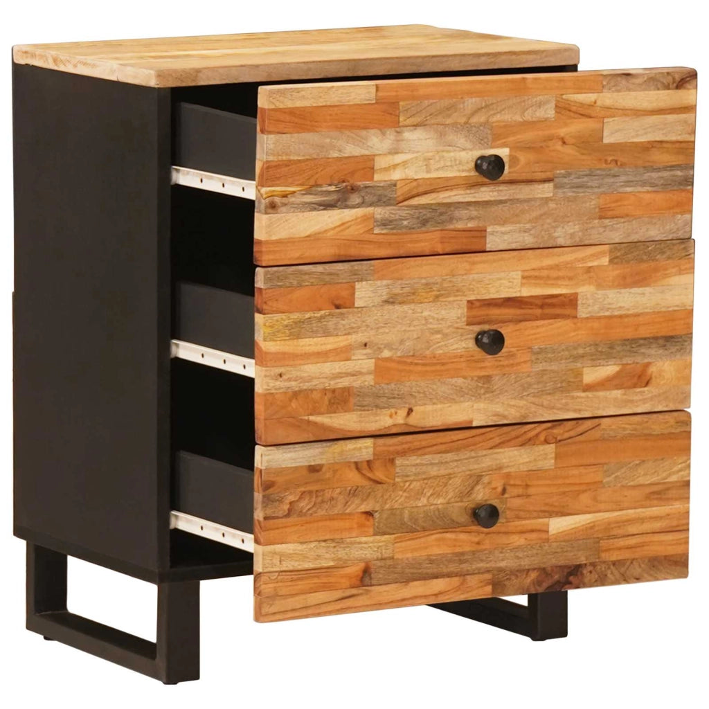 Elegante armadio letto rettangolare con 3 cassetti 50 x 33 x 62 cm in legno massello di mango marrone 02_0057811