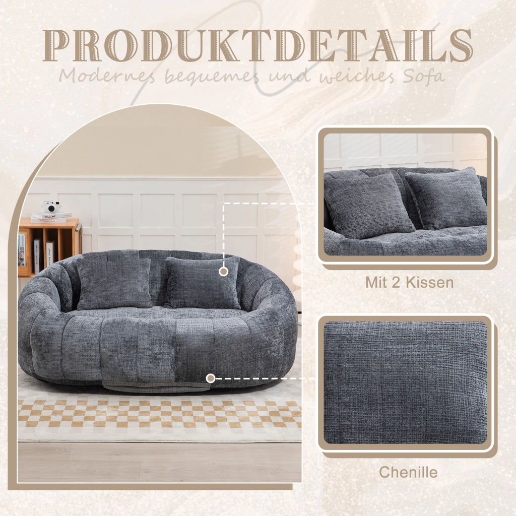 OKWISH Poltrona Pouf con Schienale Alto e Braccioli, Seduta da Pavimento per Gioco e Relax, Ciniglia, Grigio