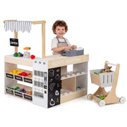 Set da gioco per bambini "Negozio di alimentari" 89,5 x 79 x 104,5 cm con carrello della spesa ambientazione naturale MDF bianco 20_0019636