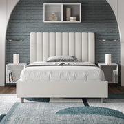 Letto una piazza e mezza senza rete imbottito 120x210 similpelle bianco Agueda