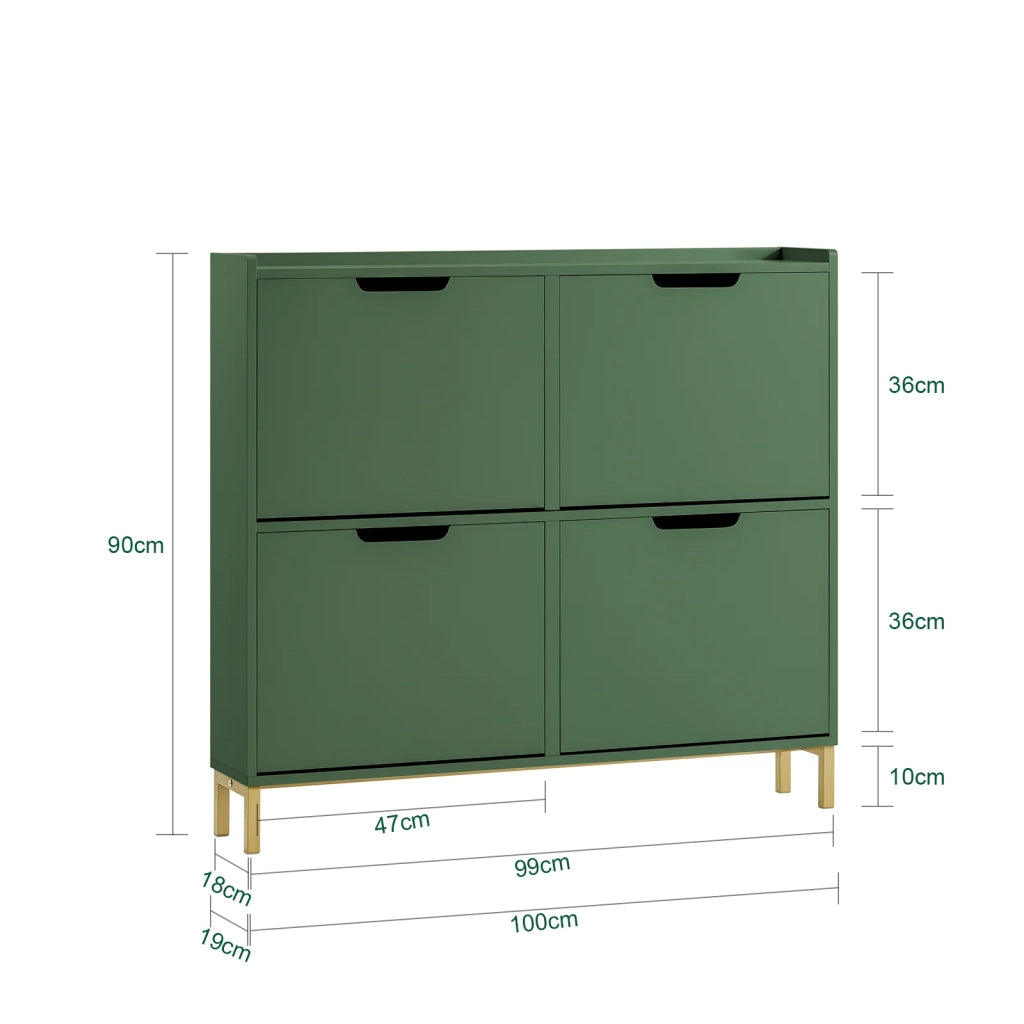 Scarpiera con 4 ribalte Portascarpe salvaspazio Regolabili Verde Scuro L100xP19xA90cm FSR100-SY