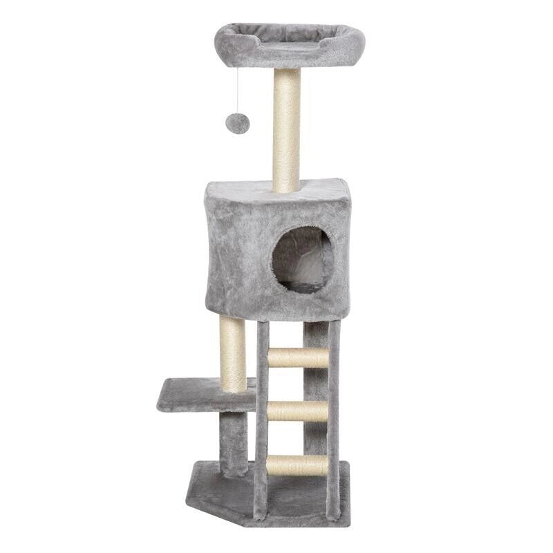 TIRAGRAFFI MULTILIVELLO PER GATTI, CUCCIA E CORDE IN SISAL GRIGIO CHIARO