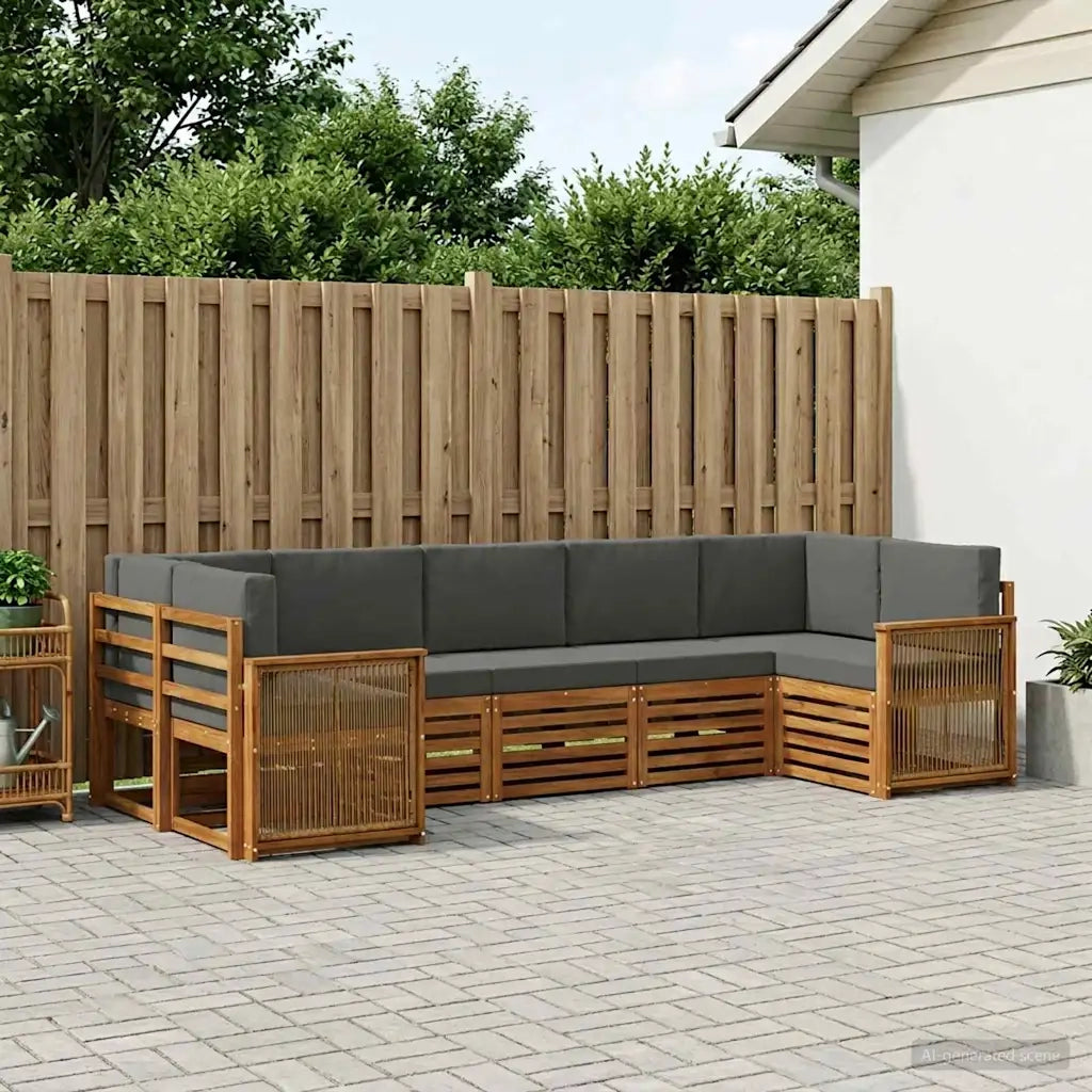Set divano sezionale con cuscino 6 pcs Naturale e Antracite 3384808