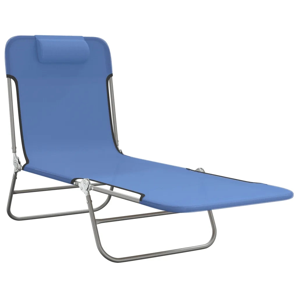Lettini Prendisole 2 pz | Sdraio da giardino | Lettino da sole Blu in Textilene e Acciaio