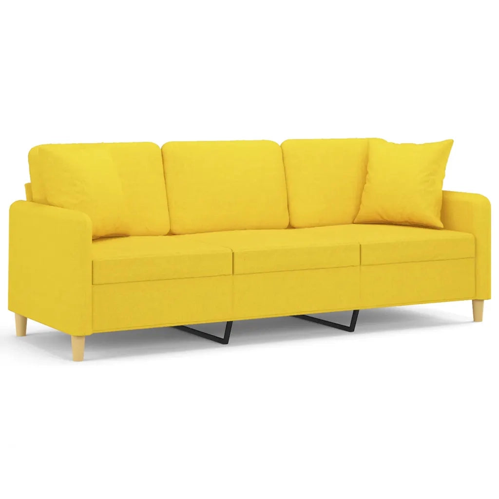 Divano a 3 Posti con Cuscini Giallo Chiaro 180 cm in Tessutocod mxl 99133