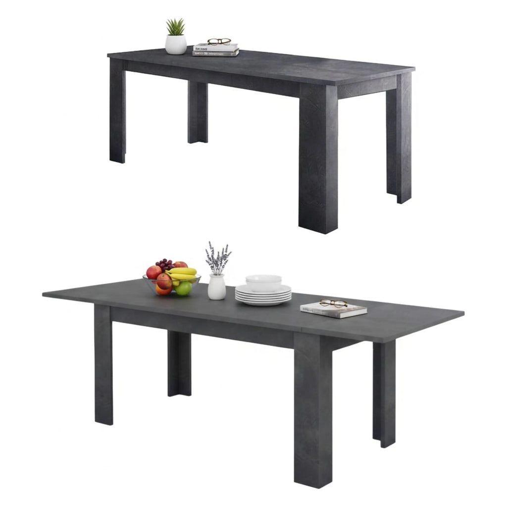 Tavolo per sala da pranzo Agenore, Made in Italy, Tavolo moderno con allunghe, Consolle allungabile, cm 160/210x90h75, Grigio Ardesia