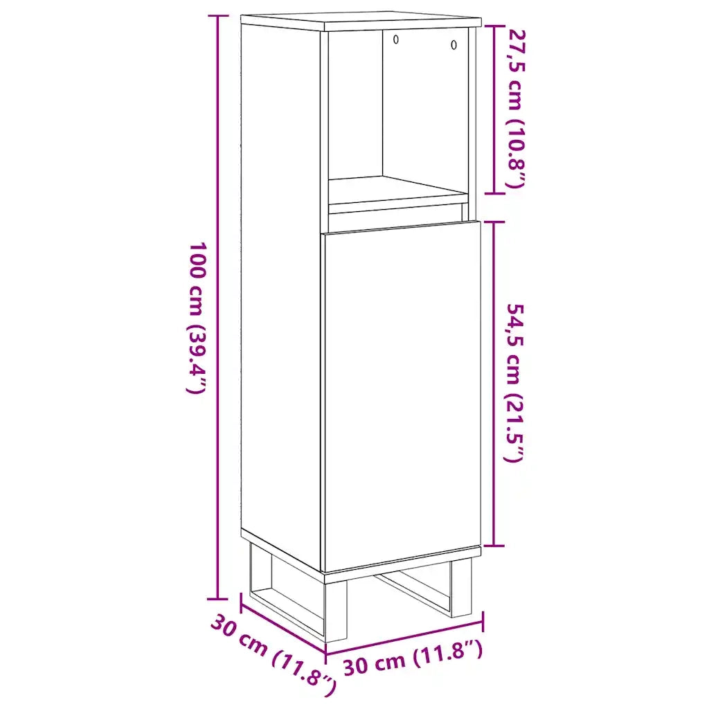 vidaXL Armadietto da Bagno Legno Antico 30x30x100 cm in Truciolato