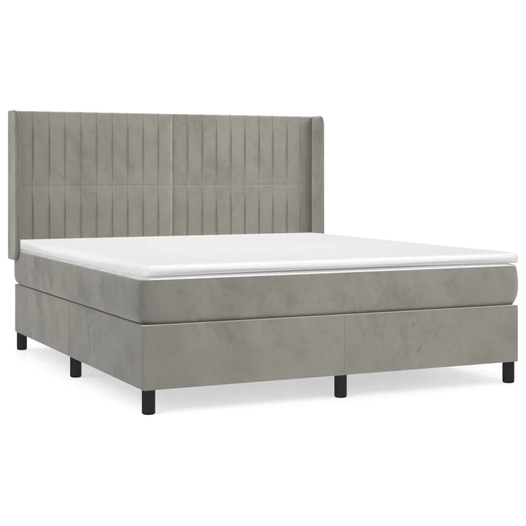 Giroletto a Molle con Materasso Grigio Chiaro 160x200cm Velluto cod mxl 71839