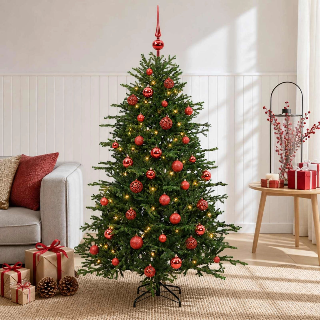 Albero di Natale artificiale con palline 120 cm 150 LED 3465881