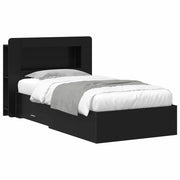 Telaio del letto con storage con testiera Nero 75 x 190 cm