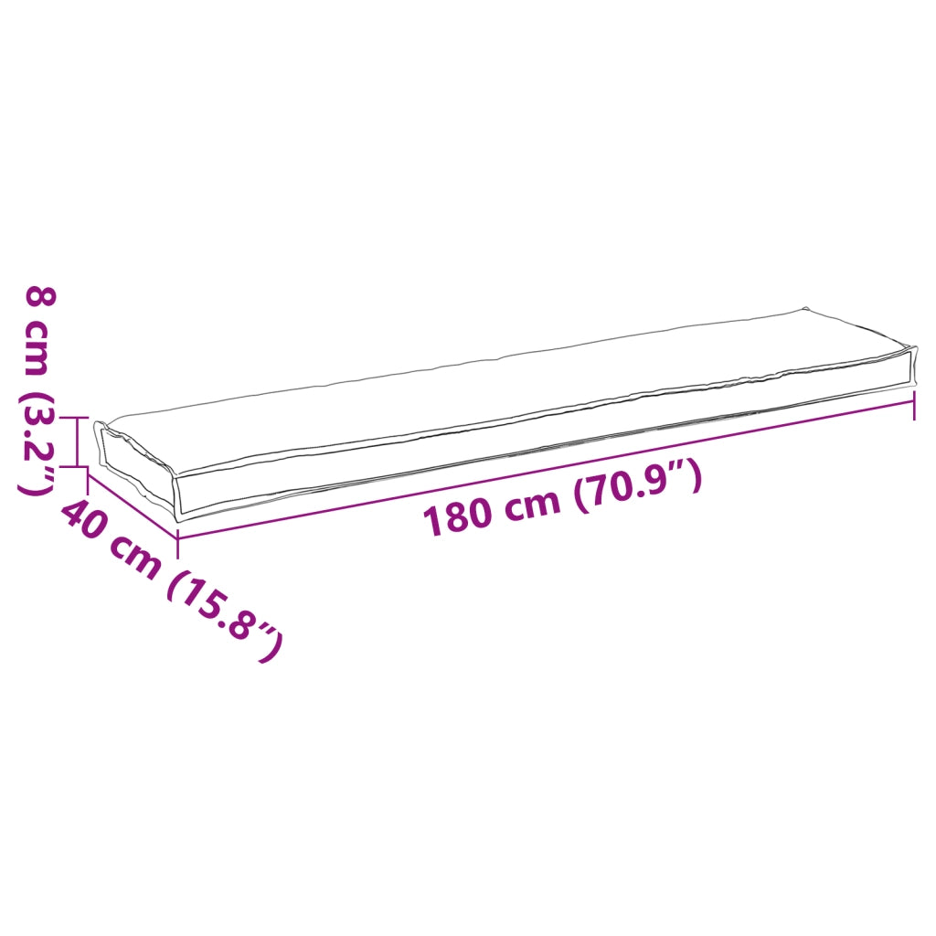 Cuscini per panca 2 pezzi Grigio 180x40x8 cm Tessuto Oxford