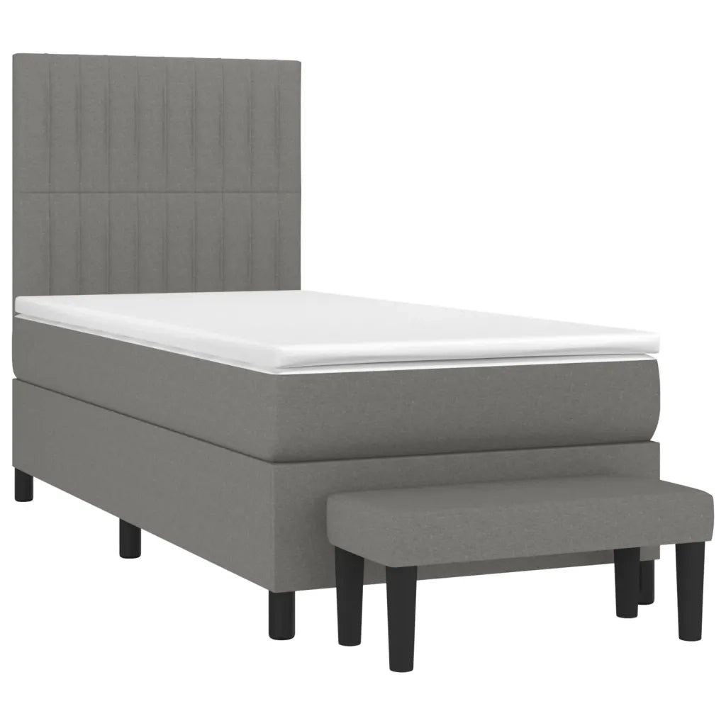 Giroletto a Molle con Materasso Grigio Scuro 90x190 cm Tessuto 3136718