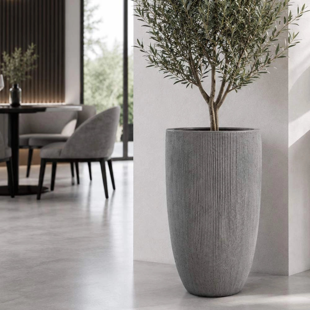 Vaso in plastica HDPE poliresina alta densità per piante Conico Grigio h 57,5