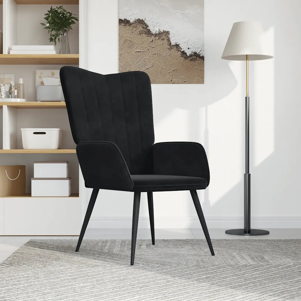 vidaXL Sedia Relax Nera in Velluto