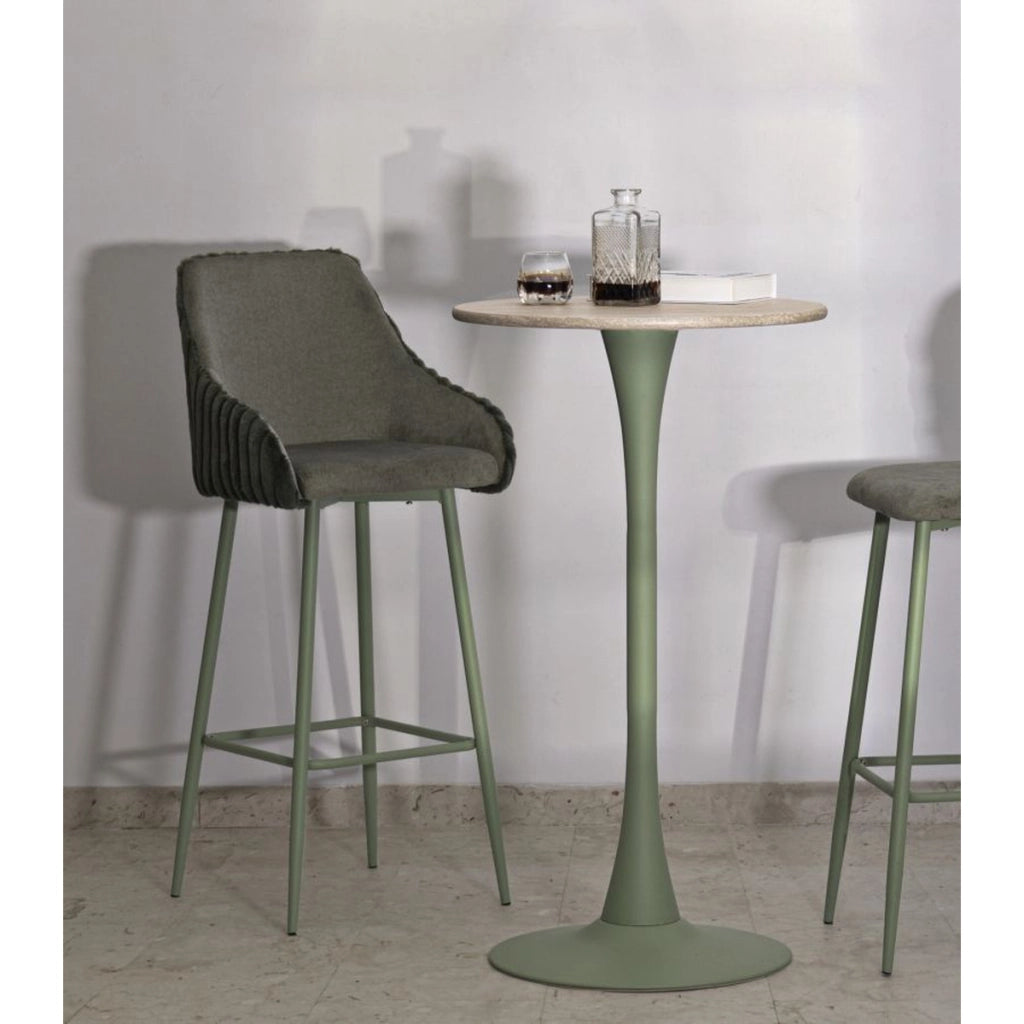 Set di 2 Sgabelli Alti VKH882, Verde, Poliestere, 52x46x111 cm