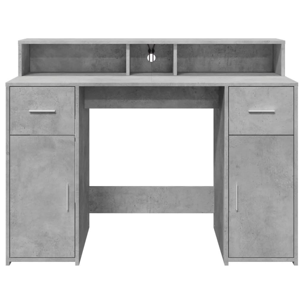 Scrivania tavolo postazione di lavoro mobile per computer mobile da studio con luci a LED 120 x 55 x 91 cm legno ingegnerizzato grigio 02_0023797