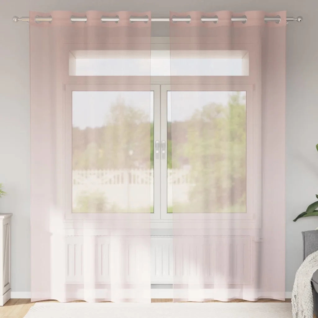 vidaXL Tende in Voile con Occhielli 2 pz Rosa Chiaro 140x225 cm