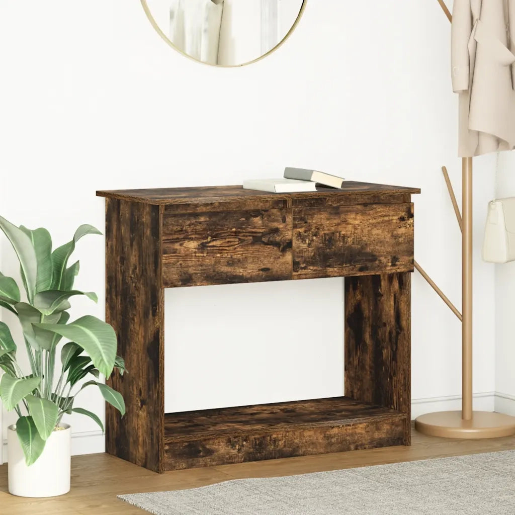 Tavolo Consolle con Cassetti Rovere Fumo 85,5x38,5x74,5 cm 861395