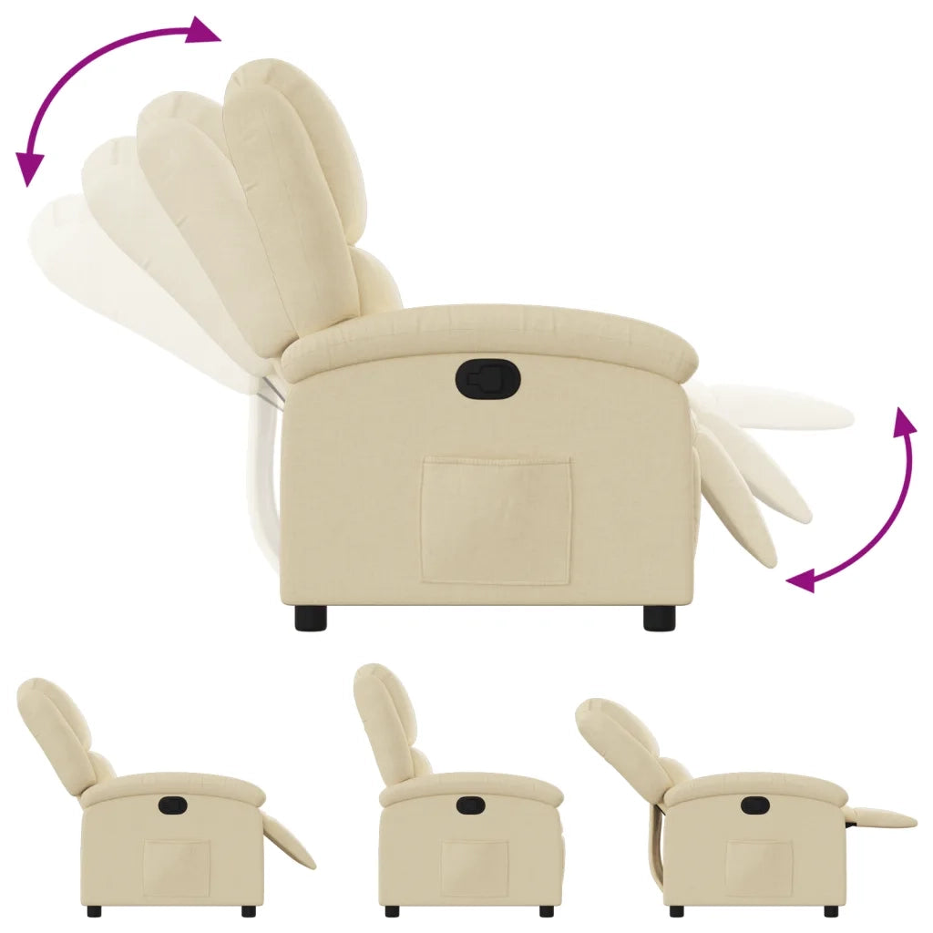 Divano Sedia-Poltrona Reclinabile in Tessuto Crema 458133