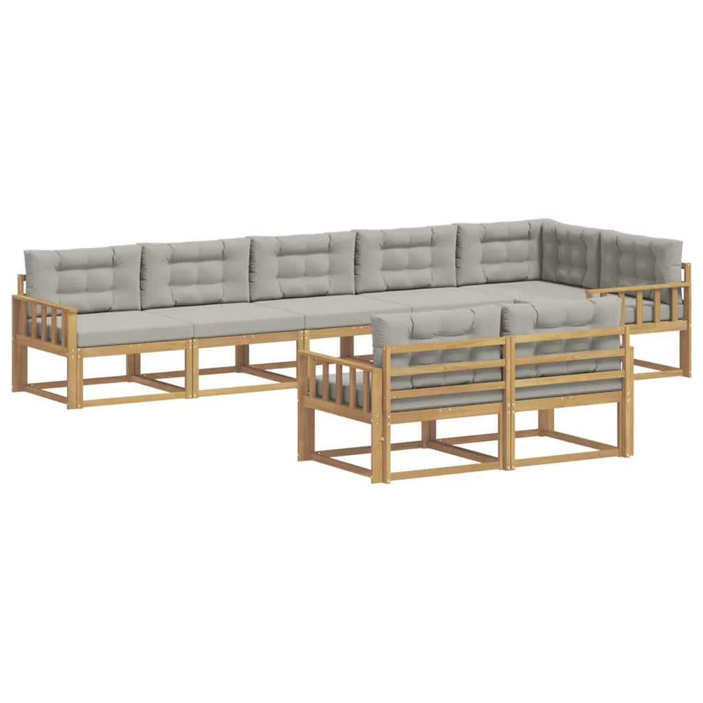 Set di divani da esterno 6 pz Bianco e Grigio Chiaro Poliestere 3386615