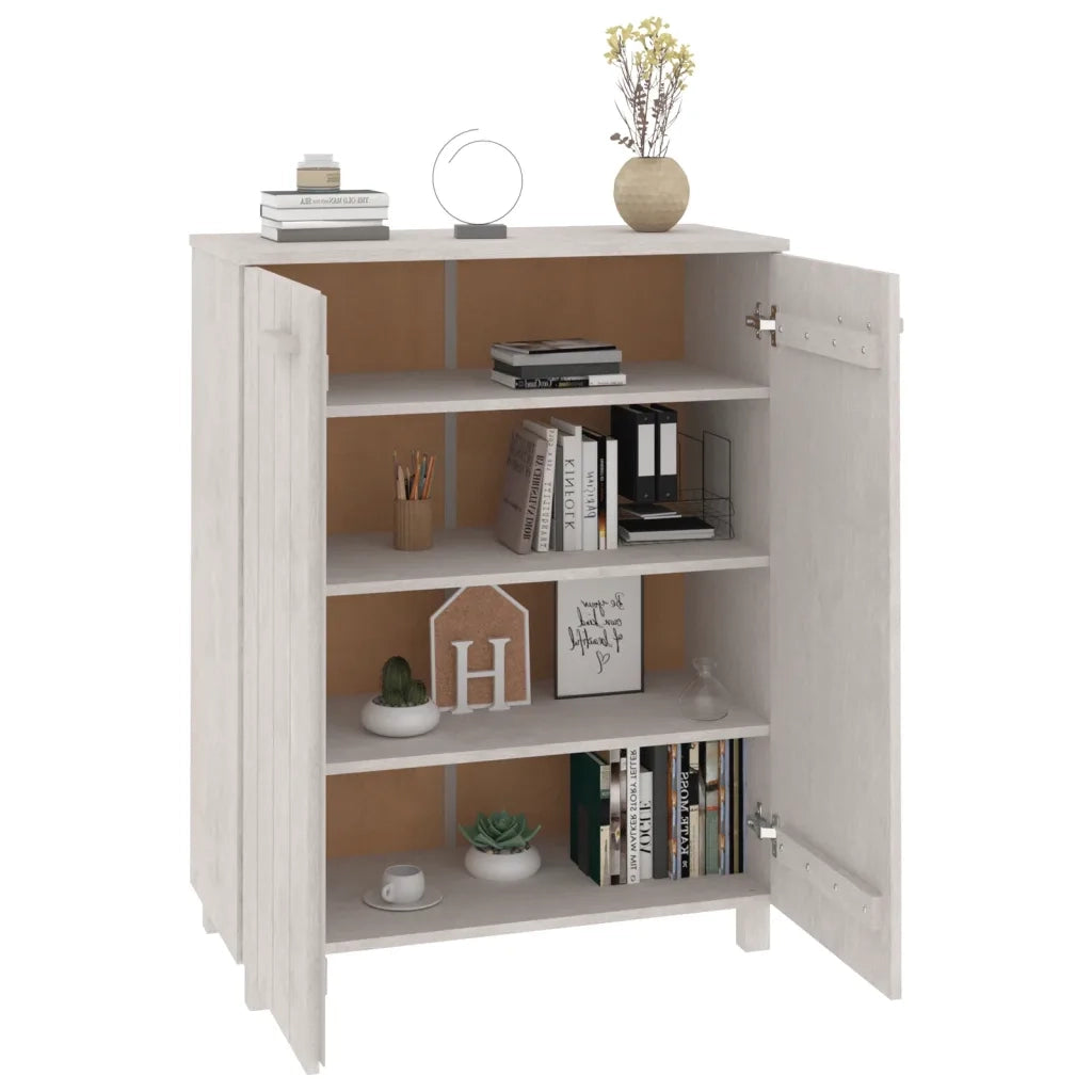 Scarpiera | Mobile per scarpe HAMAR Bianca 85x40x108 cm in Legno Massello di Pino