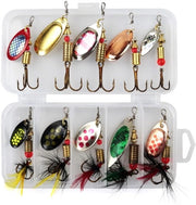 Set di Spinner per Pesca con 10 pezzi - Finte Aste per Tonno/Soglia/Zampone - Paillette Rotante - Azioni di Nuotamento Realistiche - Lame di Acciaio Inox di Alta Qualità