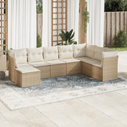 Set Divano da Giardino 8 pz con Cuscini Beige in Polyrattan 3218048
