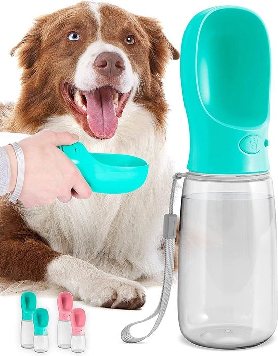 Flessa da bere per cani per viaggio, impermeabile e portatile, flessa da bere per cuccioli e animali domestici, flessa da bere per viaggi e passeggiate, con chiusura a vite, 550 ml, blu