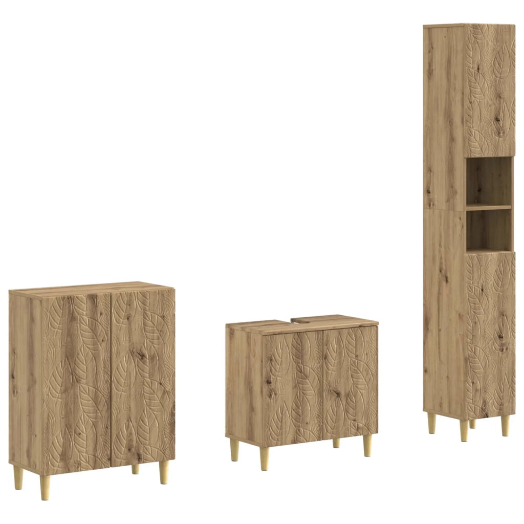 Set di armadietti da bagno in 3 pezzi DELFT Rovere Artigianale 3417467