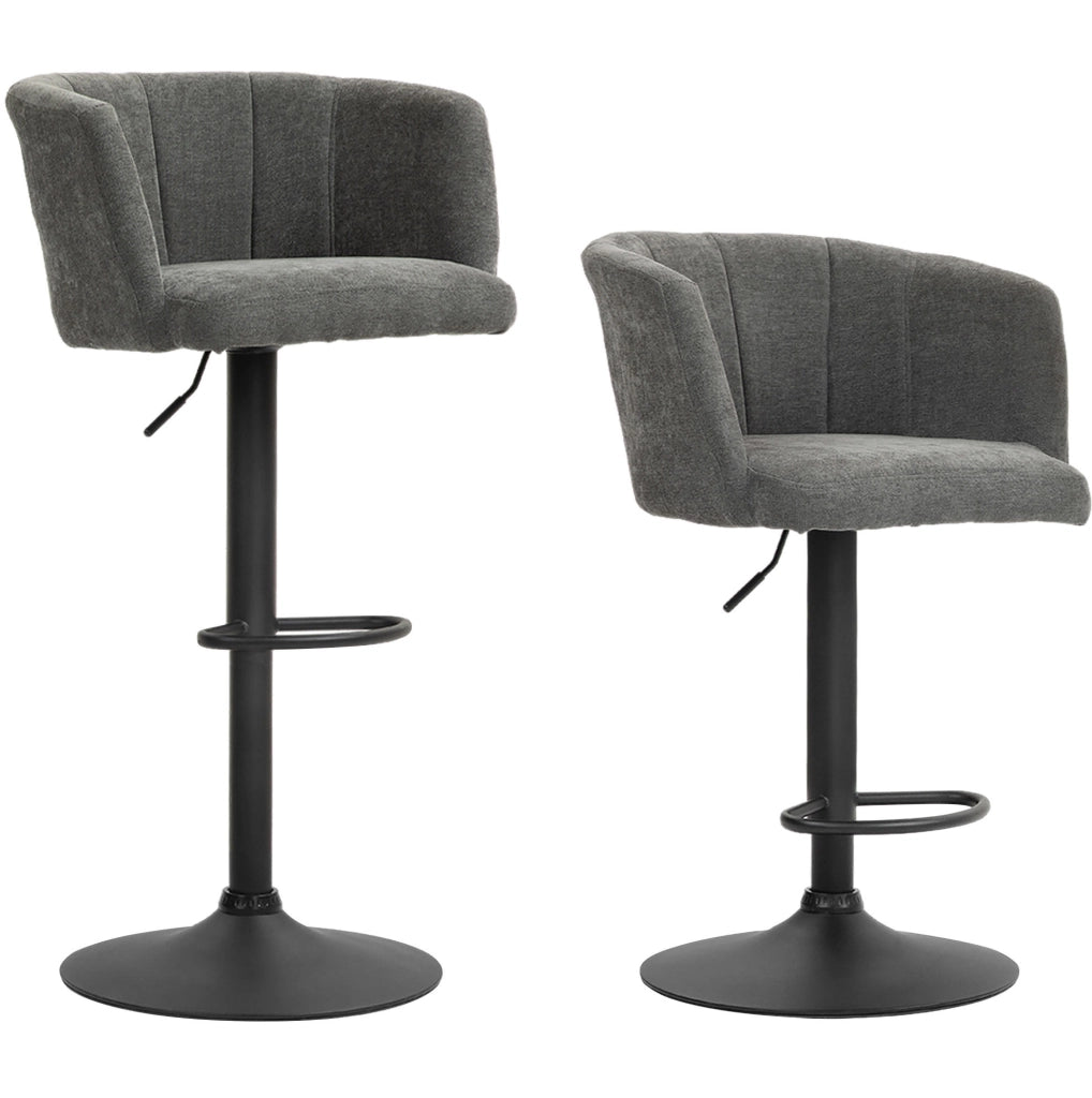 Set di 2 sgabelli da bar 59x53x89-110 cm girevoli e regolabili in poliestere grigio scuro
