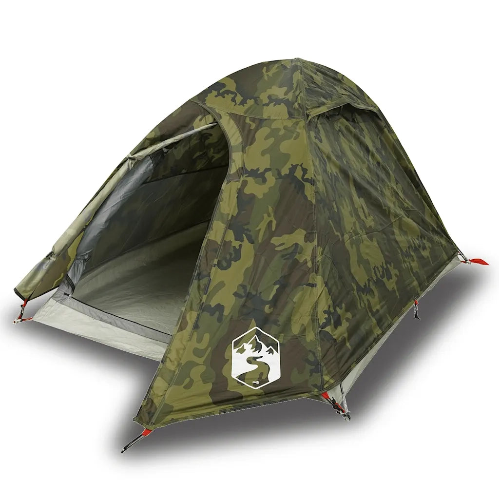 Tenda da Campeggio a Cupola 2 Persone-Tenda per Escursionismo Mimetica Impermeabile 573203