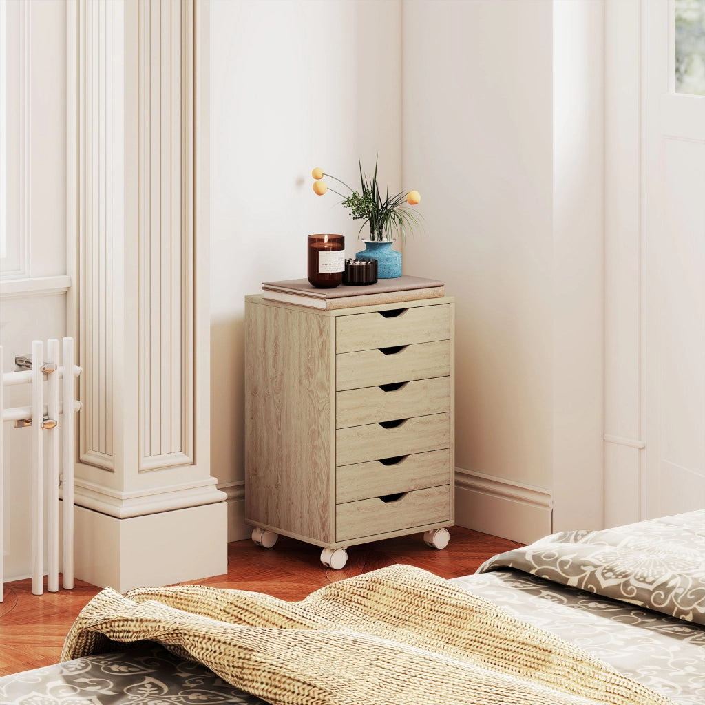 Scrivania con Cassetti ¨C zephmum ¨C Rovere 6 Cassetti con Ruote