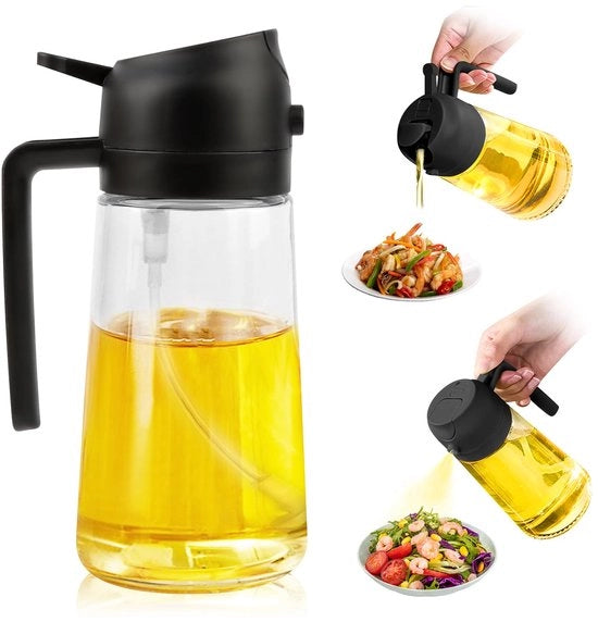 Olio per cucina spray 500ml, fusto multifunzionale per oli, spray per olio, contenitore per oli, per frittura ad aria, spray per cottura, spray per insalata, griglia, cottura, frittura ad aria
