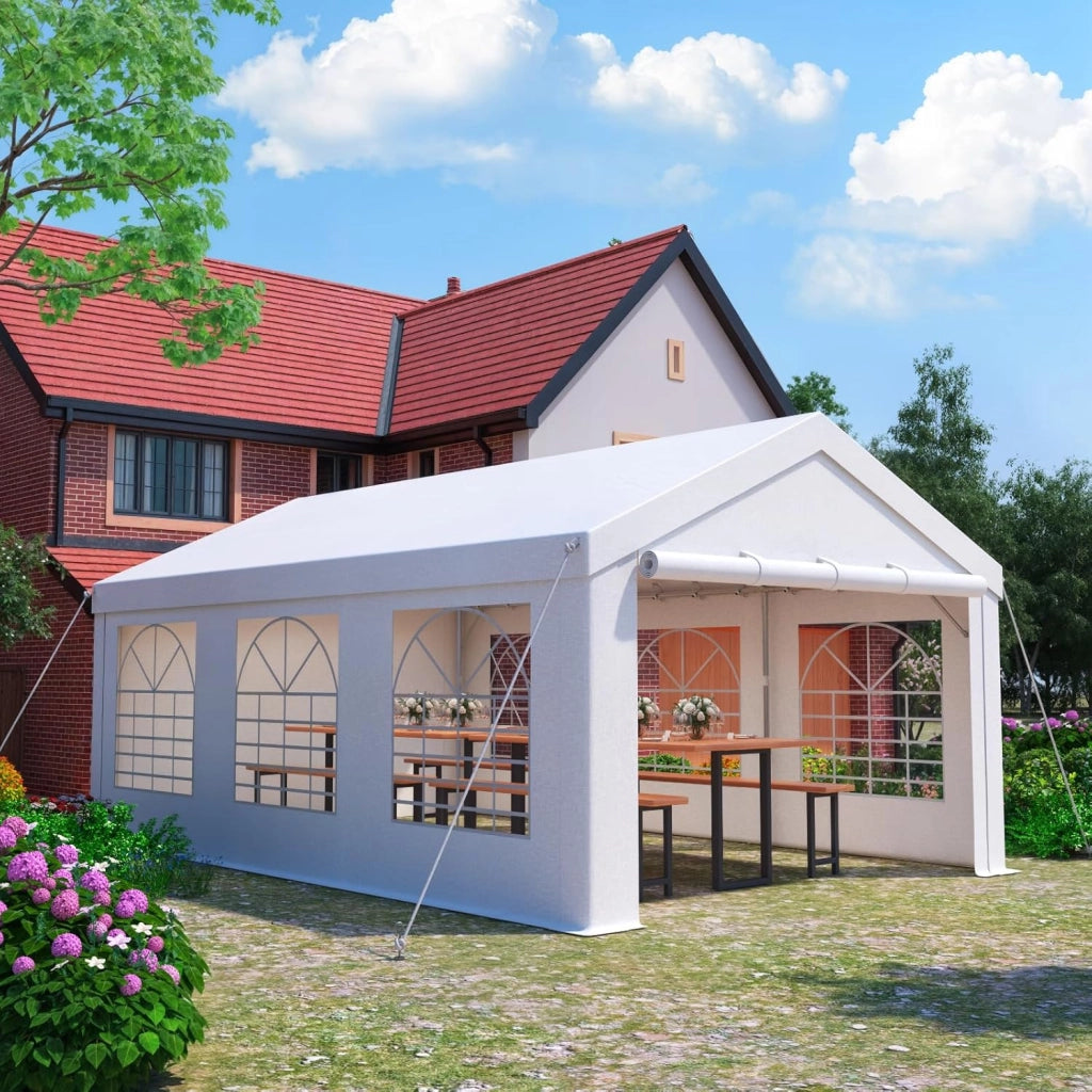Tendone per Feste 4x6,Gazebo Esterno Resistente UV 50+,Gazebo da Giardino,Tendone da Esterno per Matrimoni, Feste, Raduni, Riunioni in Giardino,Bianco