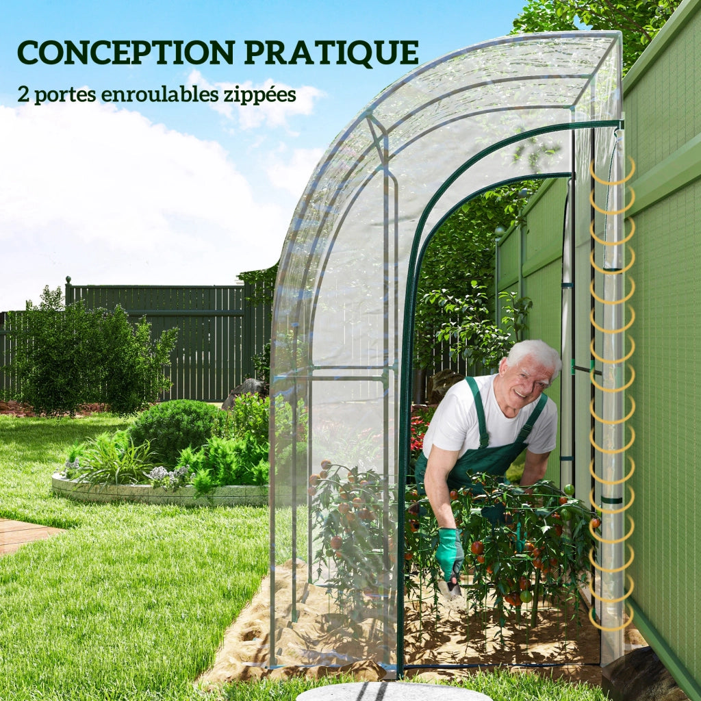 Serra da giardino adossata 2 porte ¨C zephmum ¨C PVC trasparente acciaio