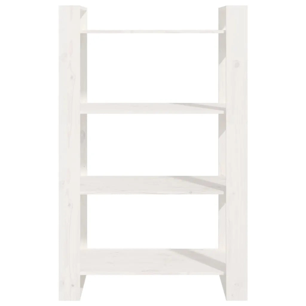 Libreria Divisorio-Scaffale per Libri-Mobile di Stoccaggio Bianco 80x35x125 cm Legno Massello di Pino