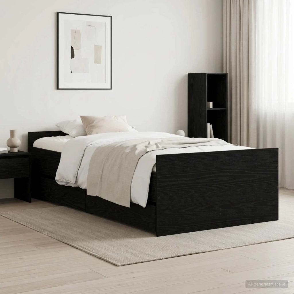 Struttura del letto Rovere Nero 90 x 200 cm 3446587