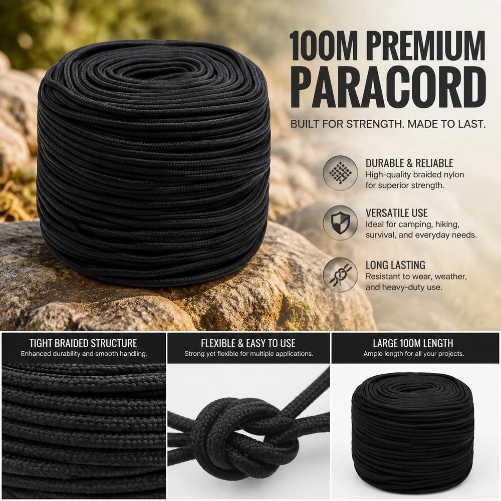 Black Work Rope, 10 Mm, 100 M, Polyester