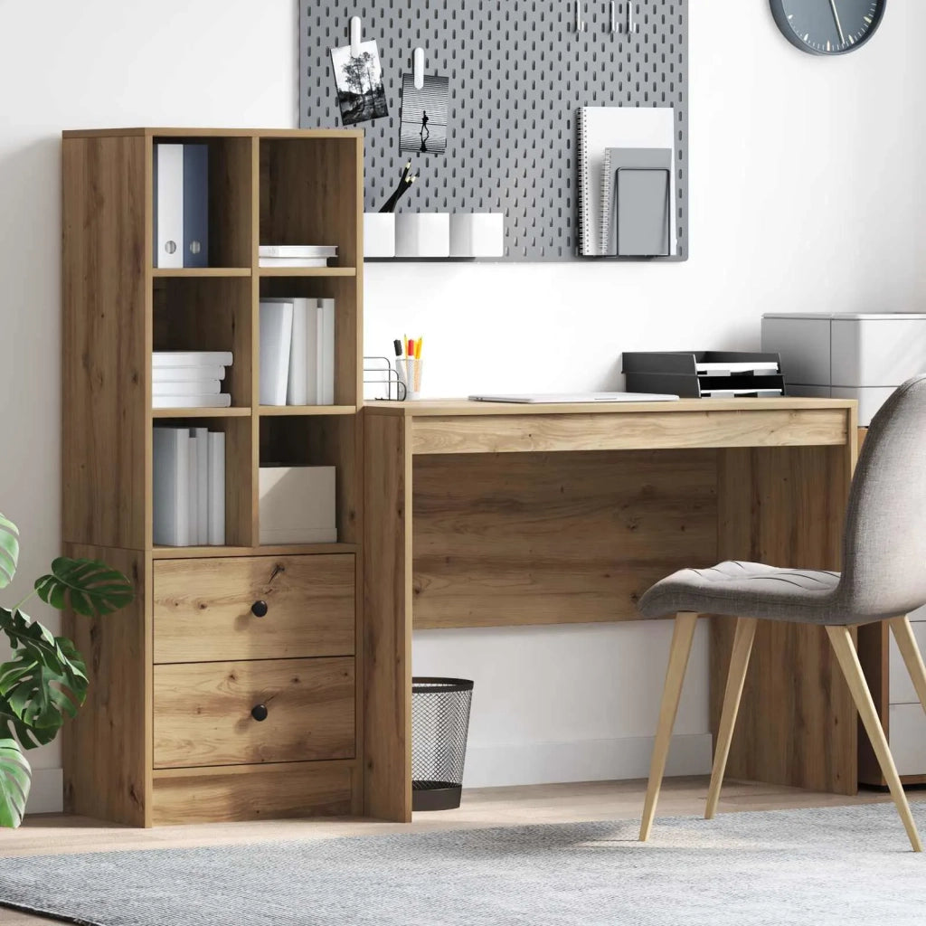 Scrivania con cassetto 2 pcs Rovere artigianale 3337376