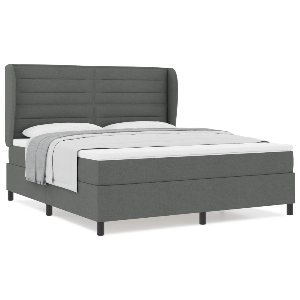 Letto con Rete a Molle e Materasso Grigio Scuro 180x200 cm Tessuto