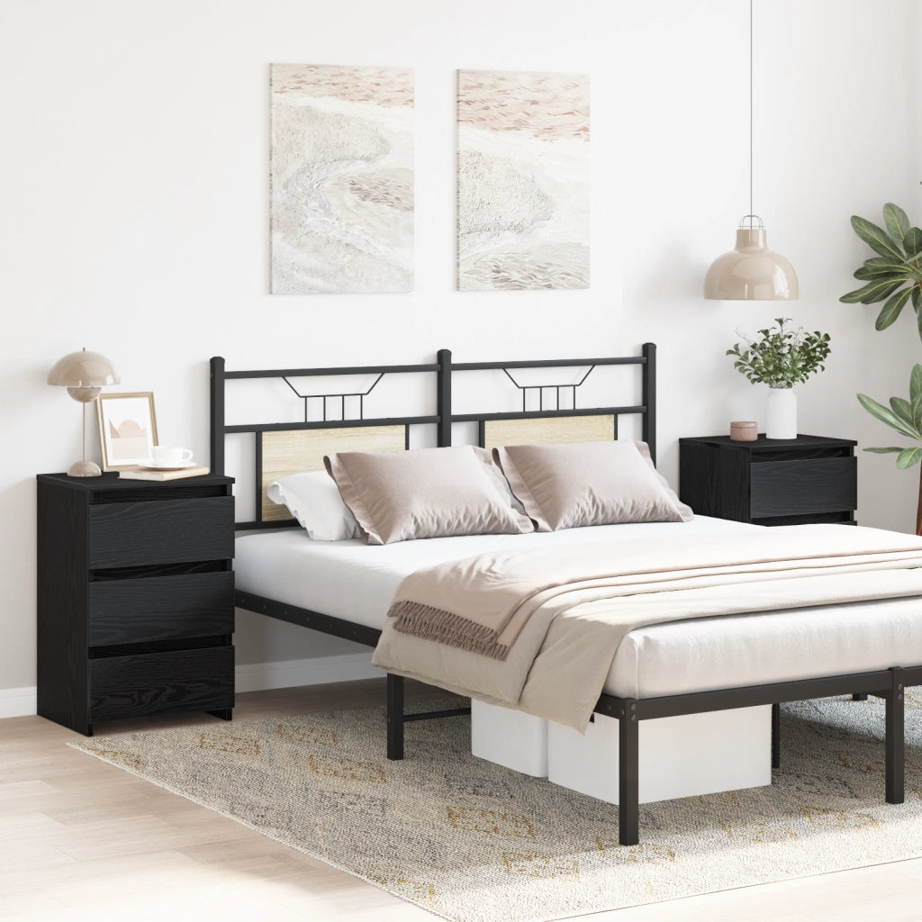 Comodini 2 pz Nero Rovere 40x35x62,5 cm Legno ingegnerizzato